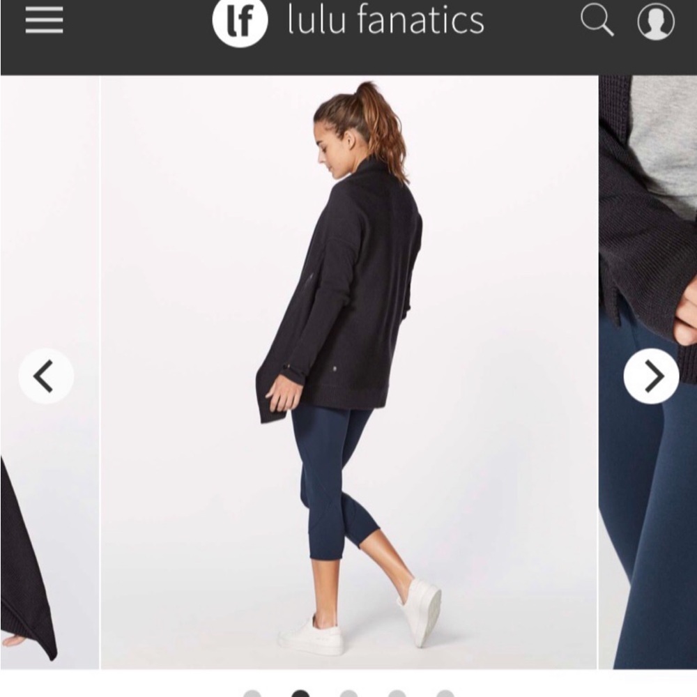 Lululemon Merino Wool Knit Cardigan Sweater. Pockets. Black. Medium